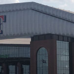 Exterior view of Globe Life Field, a baseball stadium in Arlington, Texas