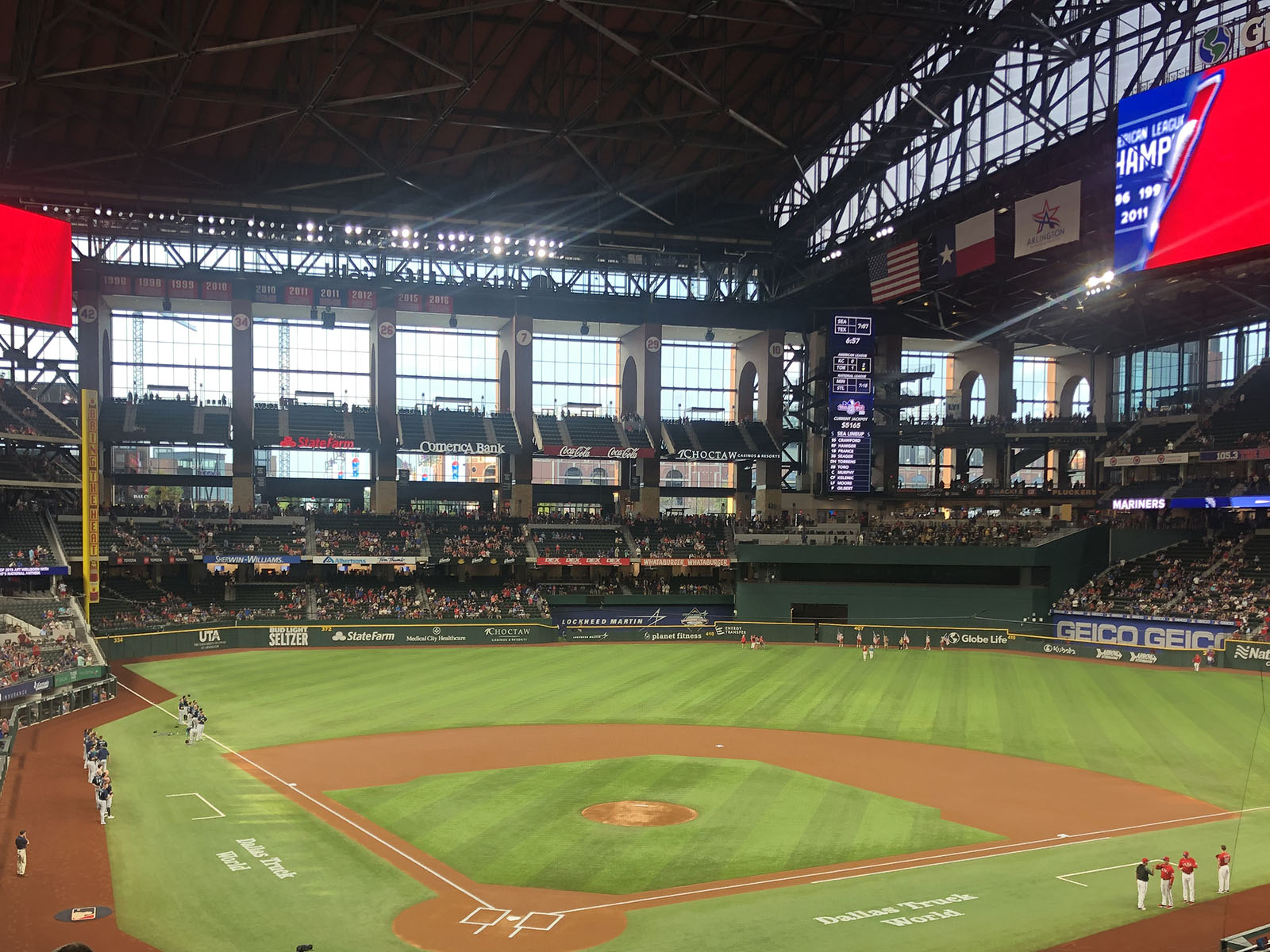 View of the field before a Texas Rangers game at Globe Life Field in Arlington, Texas