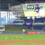 View of the field at LoanDepot Park in Miami, Florida, before a Marlins baseball game