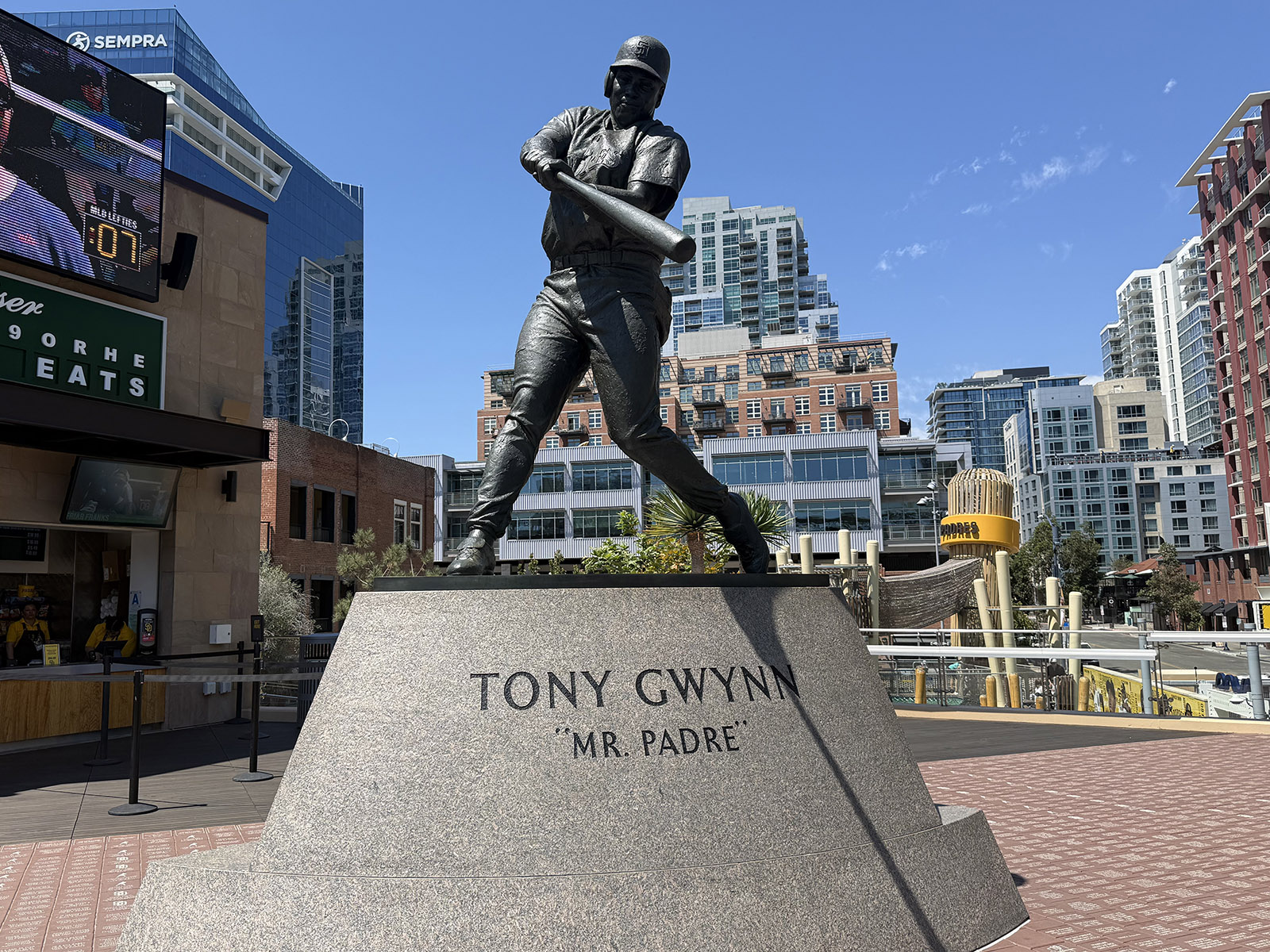 A statue of Tony Gwynn stands in the terrace named after him at Petco Park in San Diego, California
