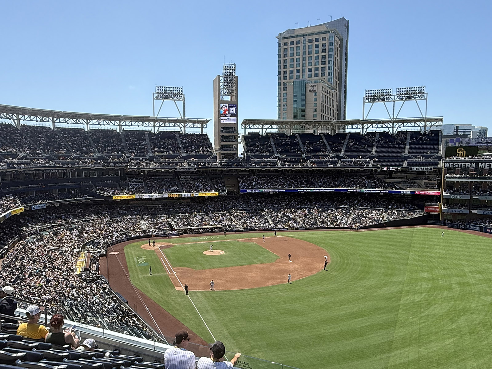 View of the field from the right-field stands at Petco Park in San Diego, California, during a Padres baseball game