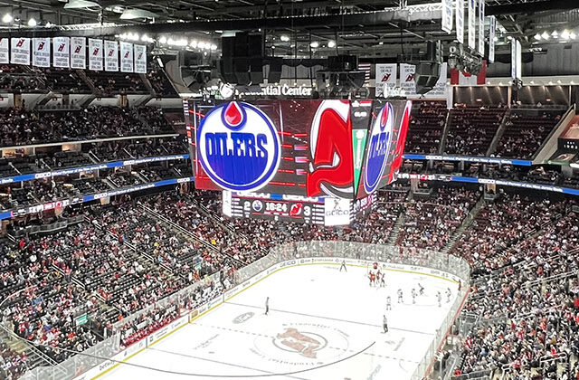 Panoramic view of the rink and seating bowl at Prudential Center in Newark, New Jersey