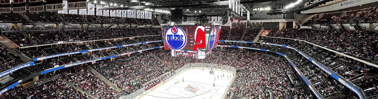 Panoramic view of the rink and seating bowl at Prudential Center in Newark, New Jersey