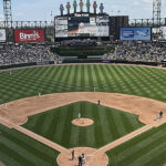 Panoramic view of Rate Field in Chicago, Illinois, during a White Sox baseball game