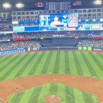 Panoramic view of the field at Rogers Centre during a Toronto Blue Jays game