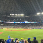 Fans watch a Toronto Blue Jays game from the right-field stands at Rogers Centre