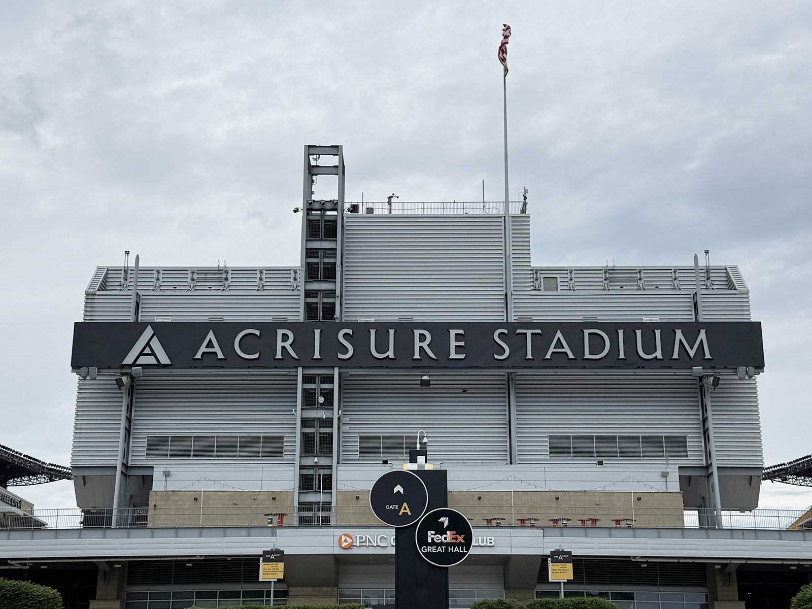 Signage on the south side of Acrisure Stadium in Pittsburgh, Pennsylvania