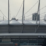 Exterior panorama of BC Place, a stadium in Vancouver, British Columbia