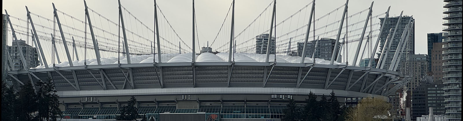 Exterior panorama of BC Place, a stadium in Vancouver, British Columbia