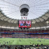 View of the field at BC Place in Vancouver, British Columbia, before a Whitecaps soccer match