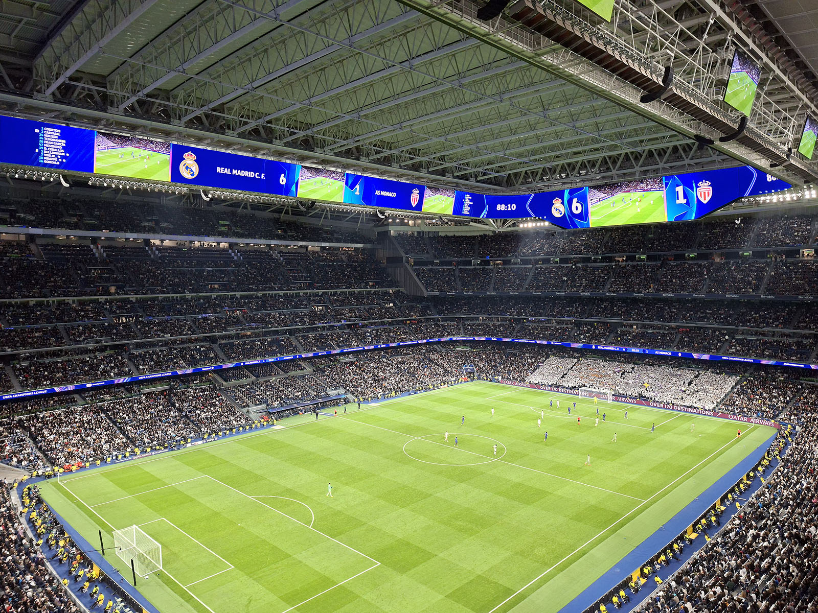 View of the seating bowl at the Bernabéu stadium during a Real Madrid match
