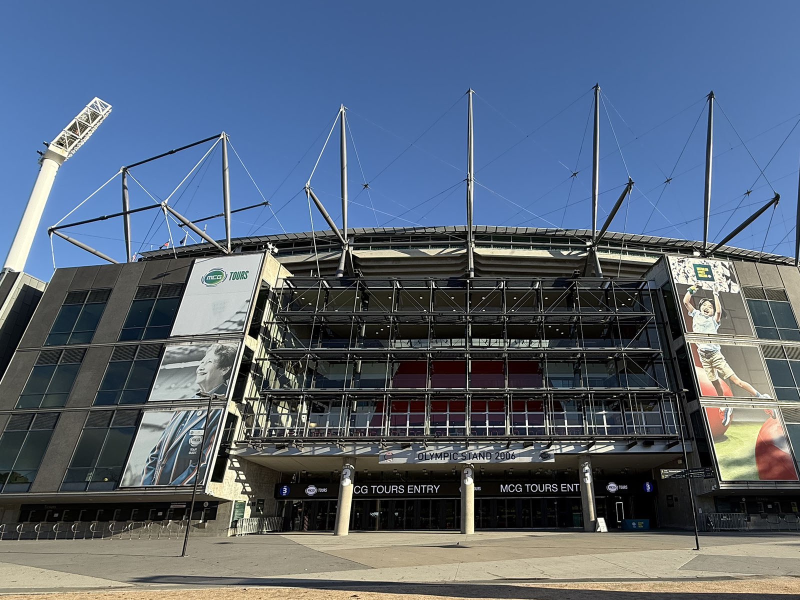 Exterior view of an entrance gate at the Melbourne Cricket Ground in Australia