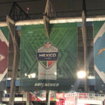 A banner outside Estadio Azteca in Mexico City denotes the NFL Mexico Game