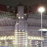 Panoramic view of the exterior of San Siro Stadium in Milan, Italy