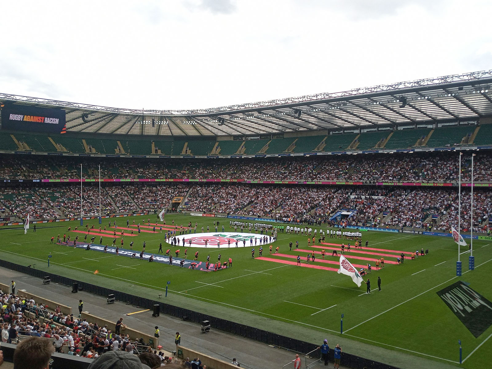 View of the field at Twickenham Stadium in London before a rugby union match