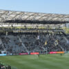 The north stands at BMO Stadium are reserved for supporter groups of LAFC and Angel City