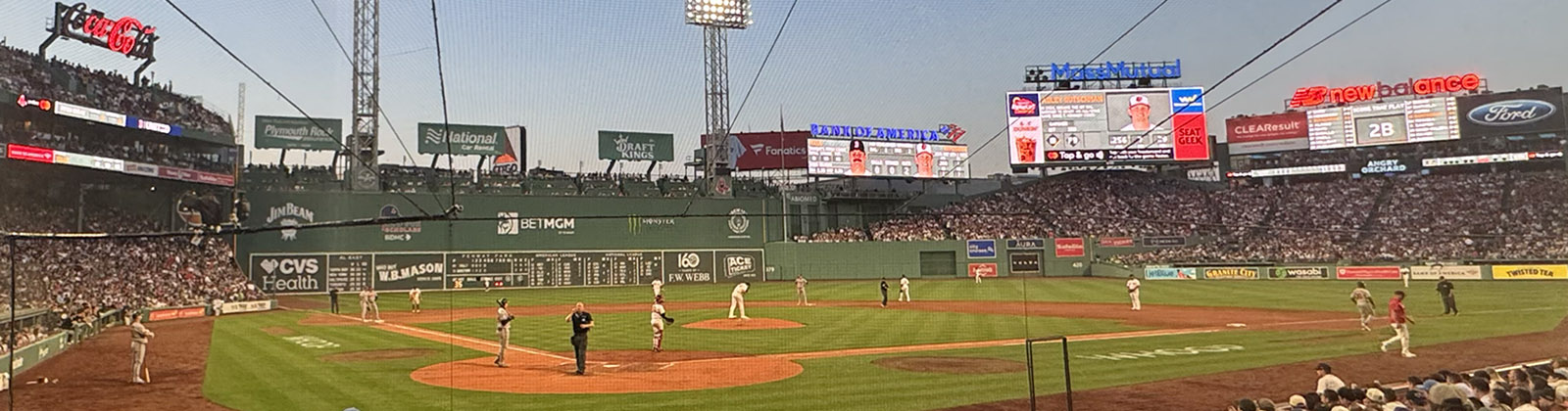 Panoramic view of Fenway Park in Boston, Massachusetts, during a Red Sox baseball game