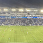 Panoramic view of Dignity Health Sports Park in Carson, California, during an LA Galaxy soccer game