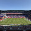 View of the seating bowl and field at the new Highmark Stadium in Orchard Park, New York, during a Buffalo Bills football game
