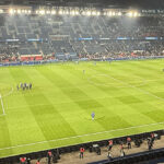 Panoramic view of the Parc des Princes football stadium in Paris, France