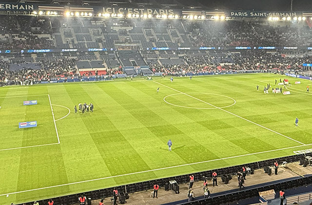 Panoramic view of the Parc des Princes football stadium in Paris, France