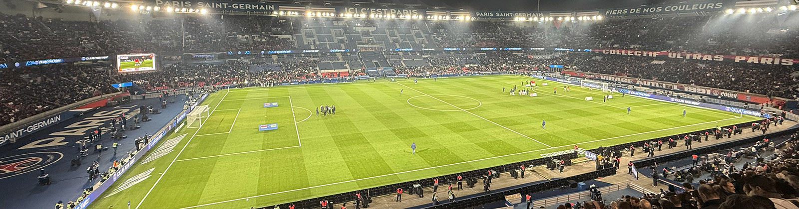 Panoramic view of the Parc des Princes football stadium in Paris, France