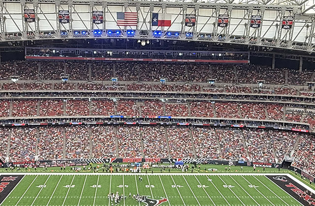Panoramic view of the seating bowl at Reliant Stadium in Houston, Texas, during a Texans football game