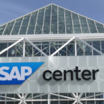 Panoramic view of the exterior of SAP Center in San Jose, California