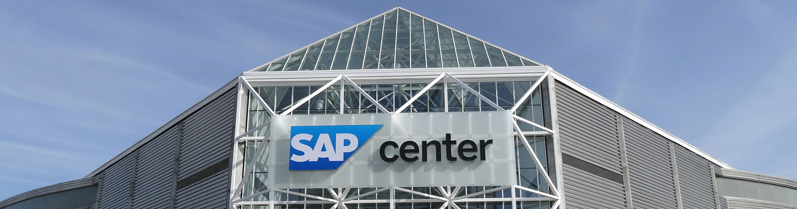Panoramic view of the exterior of SAP Center in San Jose, California